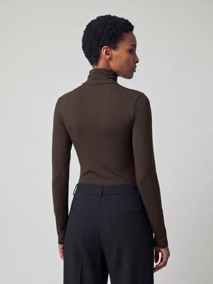 s.Oliver RED LABEL Sweter z golfem dżersej jakość Ciemnobrązowy 5