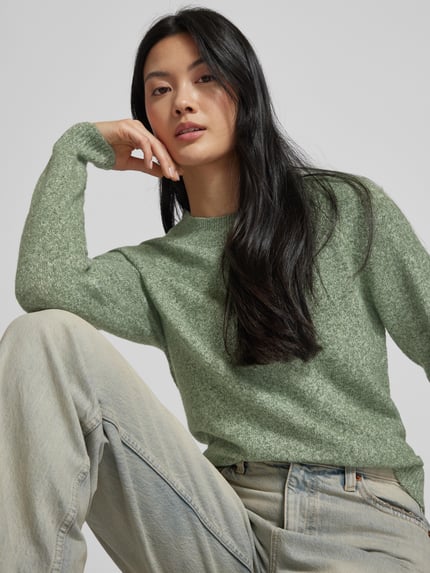 VERO MODA Regular Fit Strickpullover mit Crew Neck Modell 'DOFFY' Schilf 3