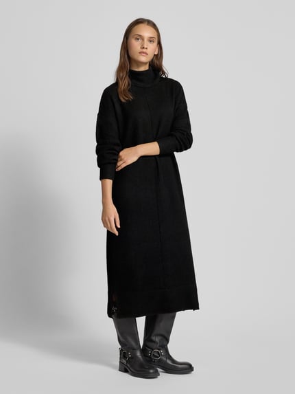 PIECES Sukienka z dzianiny o kroju oversized z dodatkiem wełny model „MALOU” BLACK 1