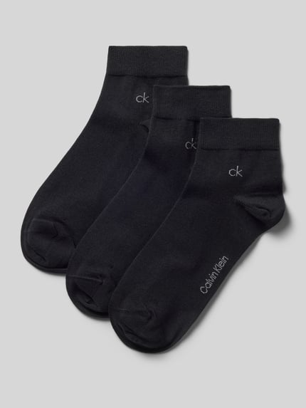 Produktfoto, schwarze Socken aus Baumwoll-Mix im 3er-Pack von CK Calvin Klein, weiche Struktur, schlichtes Design, Herren Socken