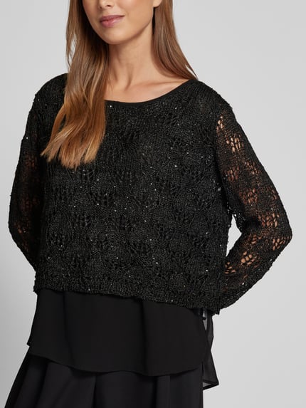 Apricot Sweter z dzianiny z cekinowym obszyciem Czarny 3