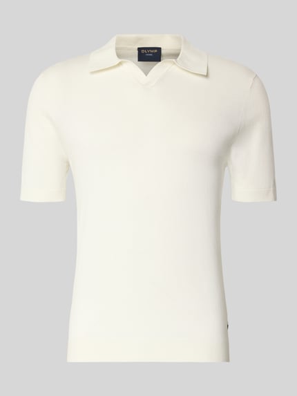 Productfoto, Slim Fit Poloshirt uit lyocell-katoenmengsel van OLYMP Level Five, effen wit met polokraag, korte mouwen, ruglengte 68 cm maat M