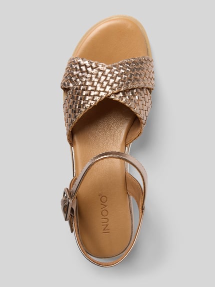 INUOVO Sandalen van leer in gevlochten look Metallic bruin - 3