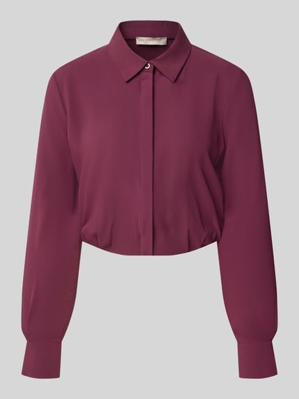 Productfoto, Blusenshirt met Umlegekragen van Rinascimento in wijnrood, rechte fit, lange mouwen, knoopsluiting, manchetten, zachte textuur