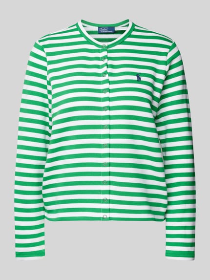 Polo Ralph Lauren Gebreide jacks met logostitching, model 'TERRY' Groen - 2