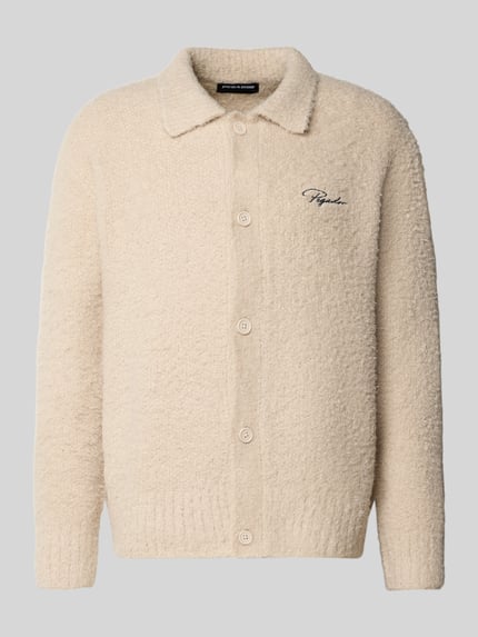 PEGADOR Strickjacke mit Umlegekragen und Label-Stitching Ecru 2