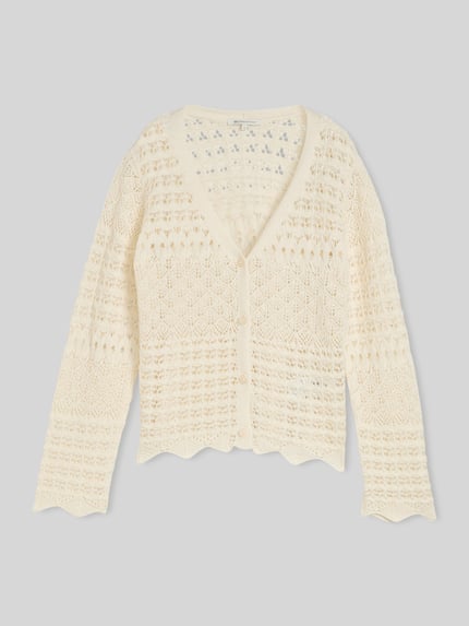 Tom Tailor Denim Relaxed Fit Strickjacke aus Baumwoll-Mix in Strickoptik Weiss 2