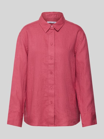 Samsøe Samsøe Regular fit overhemdblouse van linnen met doorknoopsluiting Rosé - 2