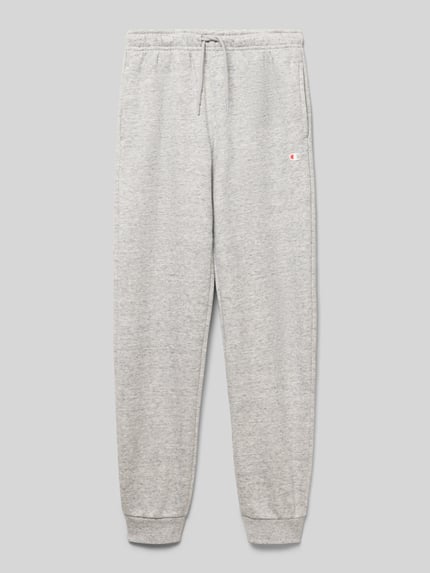 Produktfoto, Sweatpants mit Logo und elastischem Bund von CHAMPION aus Baumwoll-Mix in Hellgrau, Regular Fit, mit Tunnelzug und Eingrifftaschen