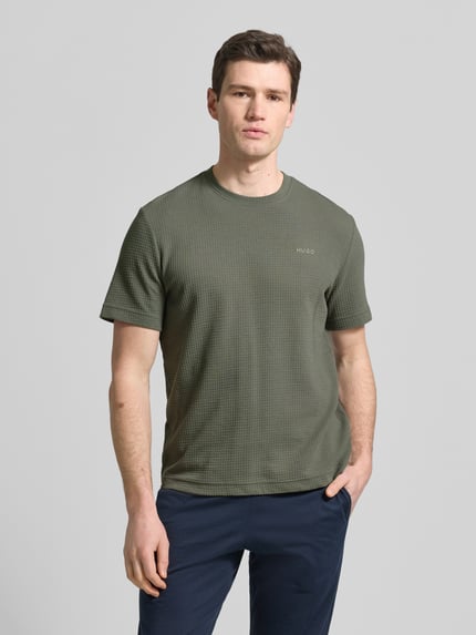 HUGO Regular fit T-shirt van katoenmix model 'AUSTIN' Kaki - 4