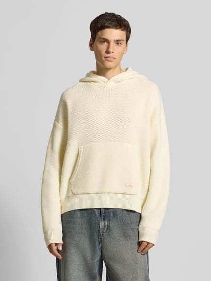 BLKVIS Strickpullover mit Kapuze und Känguru-Tasche Modell 'Script' Offwhite 4