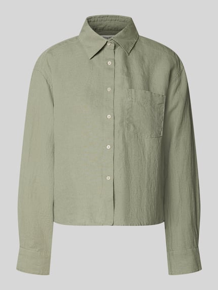 Marc O'Polo Regular Fit Leinenbluse mit Brusttasche Hellgruen 2