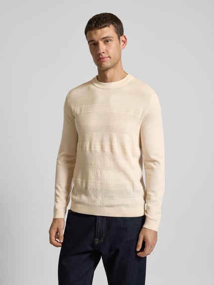 Selected Wollpullover mit Strukturmuster Modell 'TRAY' Sand 4