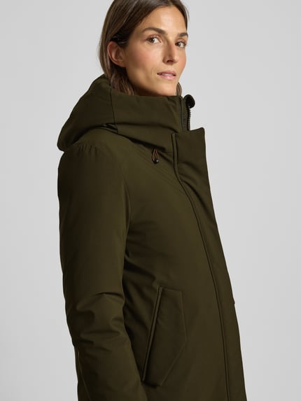 Save The Duck Parka met gevoerde opstaande kraag, model 'Nellie' Olijfgroen - 3