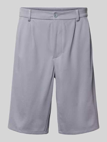 BOSS Green Relaxed Fit Bermuda aus Viskose-Mix Modell 'SH_UNION PLEAT' Rauchblau 1
