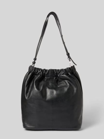 Produktfoto, Hobo Bag mit Logo-Prägung Modell 'CLOUD' von LIEBESKIND BERLIN in Schwarz, glatte Oberfläche, Magnetverschluss, Schultergurt, Breite 32 cm, Länge 35 cm, Tiefe 14 cm, Länge Schulterriemen 62 cm, Damen Bag