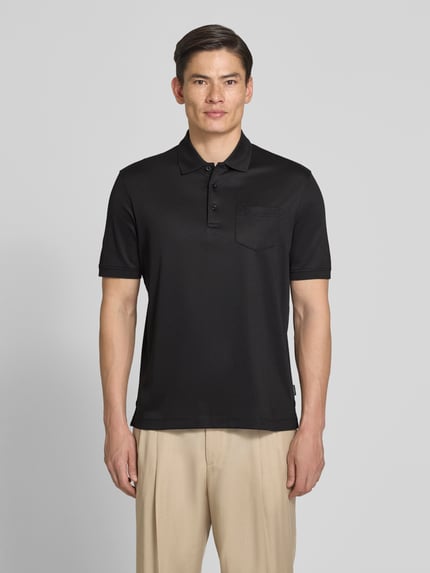 bugatti Regular Fit Poloshirt mit Brusttasche und Label-Stitching Black 4