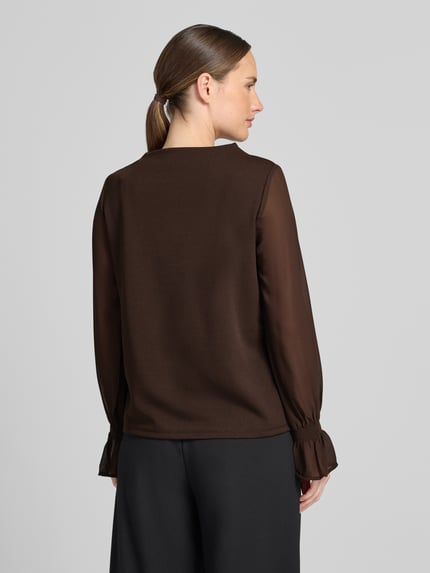 s.Oliver BLACK LABEL Relaxed Fit Langarmbluse mit Volants Dunkelbraun 5