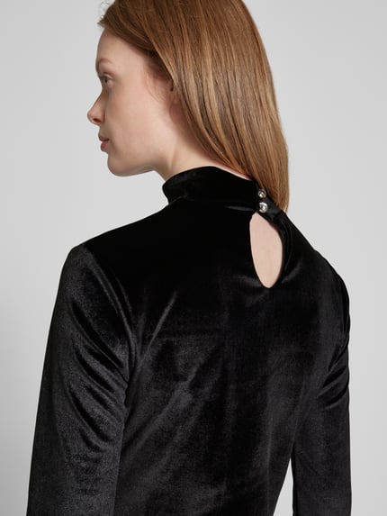 Paradi Knielanges Kleid mit Stehkragen und Raffungen Black 3