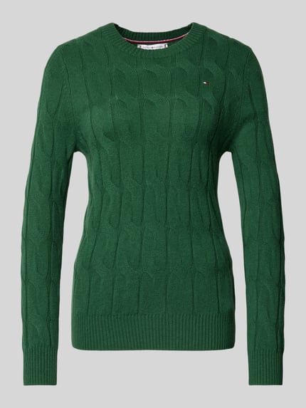 Tommy Hilfiger Sweter z dzianiny o kroju regular fit z czystej wełny Zielony 2