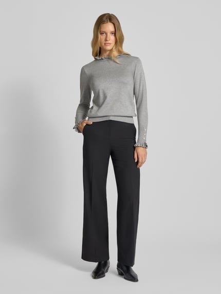 FREE/QUENT Regular Fit Longsleeve aus Viskose-Mix Modell 'Katie' Hellgrau 1