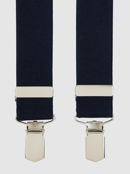 Produktfoto, Hosenträger in X-Form von Lloyd Men's Belts, dunkelblau, Metallrückenteil, verstellbare Träger, Clips, strukturierte Oberfläche