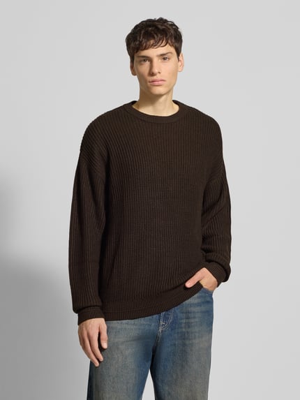 JACK & JONES Strickpullover mit Rundhalsausschnitt Modell 'KAITO' Dunkelbraun 4