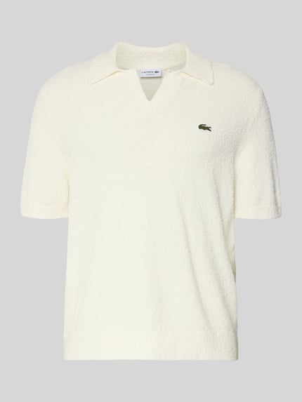 Produktfoto, Regular Fit Poloshirt aus Baumwoll-Mix von Lacoste, Optik: Unifarben, Label-Patch, Polokragen, V-Ausschnitt, Ärmelform: Kurzarm, Materialverarbeitung: Bouclé