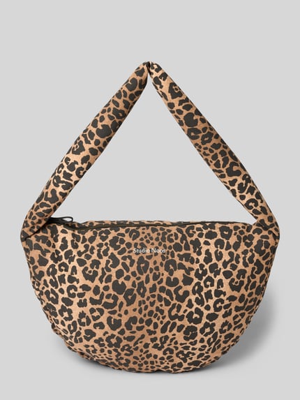 Produktfoto, Shoulder Bag aus reiner Baumwolle mit Logo-Stitching von Studio Noos, zwierzęcy nadruk na całej powierzchni, Główna przegroda z zamkiem błyskawicznym, pasek na ramię, wyhaftowane logo, Szerokość w rozmiarze 1: 46 cm, Długość w rozmiarze 1: 37 cm, Głębokość w rozmiarze 1: 10 cm, Długość paska na ramię w rozmiarze 1: 82 cm