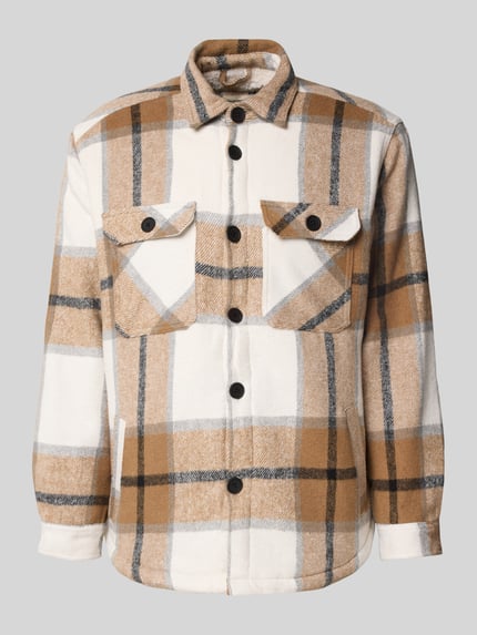 Redefined Rebel Regular fit overhemdjack met kentkraag, model 'Rian' Beige - 2