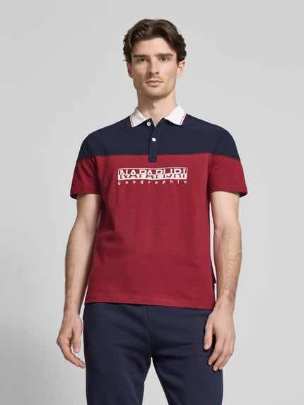 Napapijri Regular fit poloshirt met labelstitching, model 'SATURNIA' Marineblauw - 4