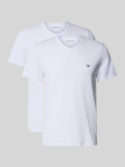 Emporio Armani T-Shirt mit V-Ausschnitt im 2er-Pack Weiss 1