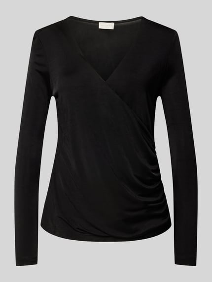 Milano Italy Shirt met lange mouwen en V-hals Zwart - 2