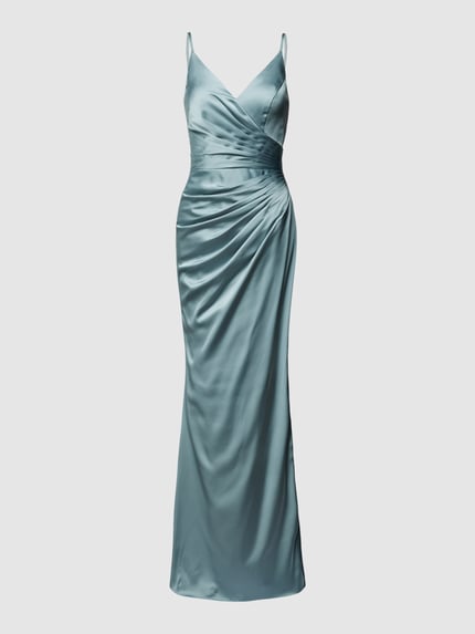 Mascara Abendkleid mit Raffungen Rauchblau 2
