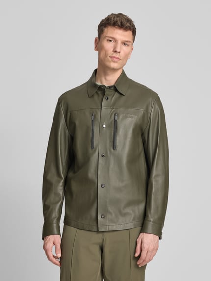 BOSS Green Regular Fit Lederjacke aus echtem Lammleder Modell 'LH_PS SPIRIT70 ST' - Porsche x BOSS Oliv 4