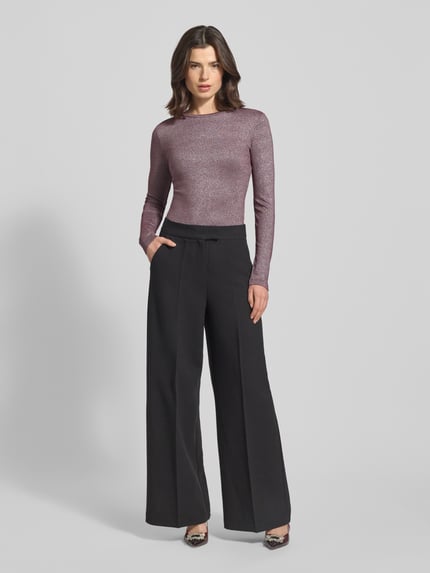 VILA Slim Fit Longsleeve aus Viskose-Mix Modell 'Eleinas' Pflaume 1