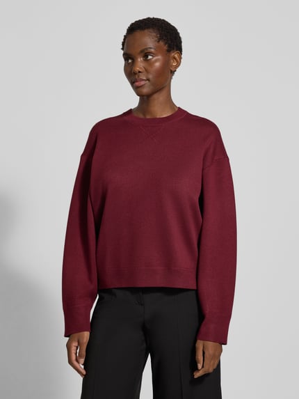 Jake*s Casual Oversized Strickpullover mit gerippten Abschlüssen Aubergine 4