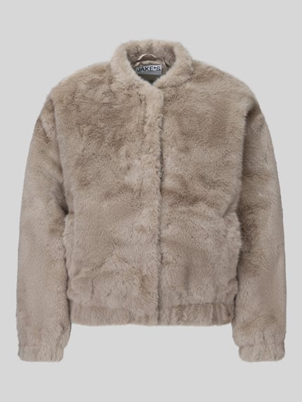 Jake*s Casual Webpelzjacke mit verdecktem Druckknopfverschluss Taupe 2