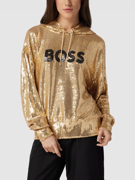 BOSS Hoodie met pailletten, model 'Esoca' Goud gemêleerd - 4