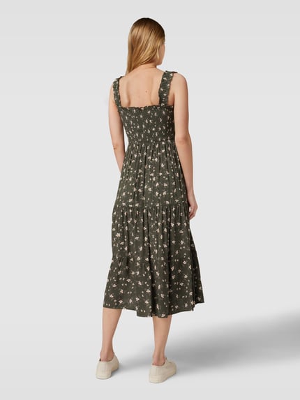 Apricot Midikleid mit gesmoktem Oberteil Khaki 5