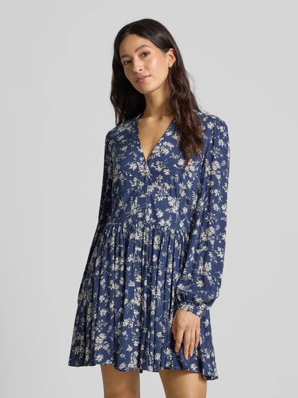 Polo Ralph Lauren Minikleid aus reiner Viskose mit V-Ausschnitt Blau 4
