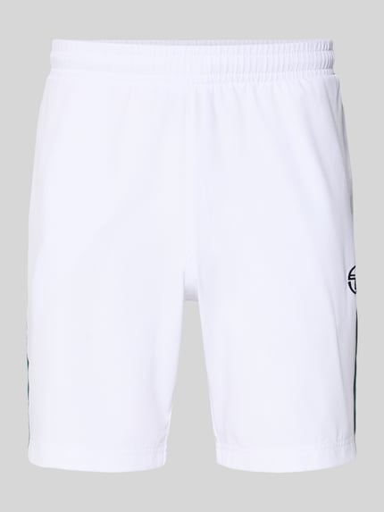 Produktfoto, Shorts mit Logo-Print Modell 'GOCCIA' von SERGIO TACCHINI, weiß, Material-Mix mit Stretch-Anteil, Lockerer-Schnitt, elastischer Bund