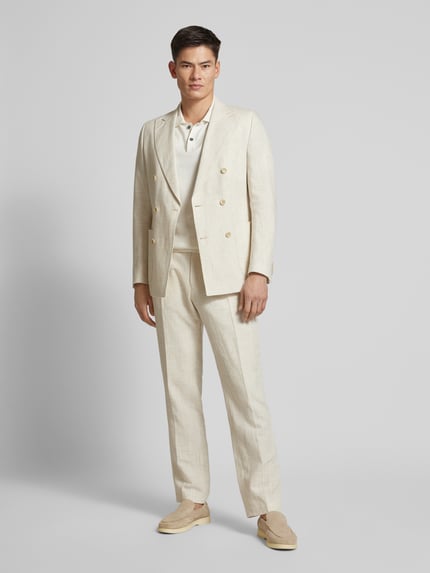 CG – CLUB of GENTS Regular Fit Anzughose mit Leinen-Anteil Modell 'Peter' Beige 1