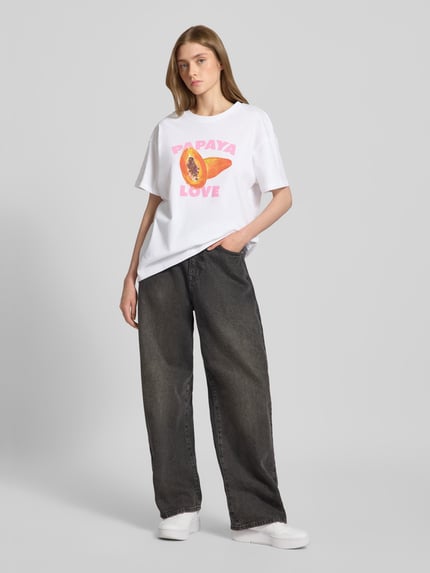 PIECES T-shirt o kroju comfort fit z czystej bawełny model ‘THEA’ Biały 1