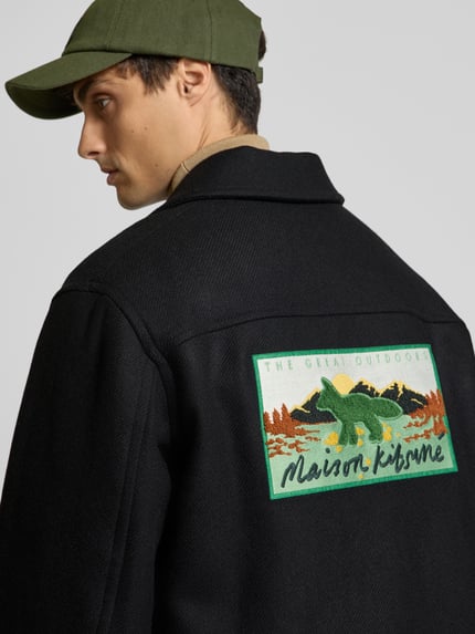 MAISON KITSUNÉ Kurtka koszulowa z kołnierzykiem typu kent Czarny 3