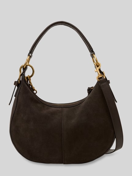 Marc O'Polo Umhängetasche aus Rindsvelours mit Goldhardware Dunkelbraun 5