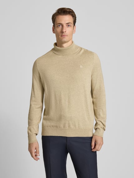 LERROS Rollkragenpullover mit Label-Stitching Beige 4