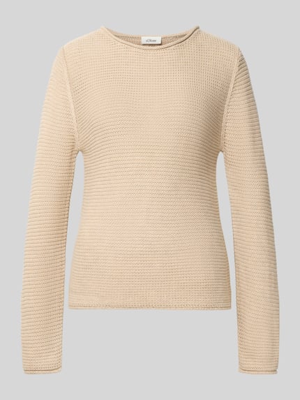 s.Oliver RED LABEL Regular Fit Strickpullover aus Baumwoll-Mix Beige 2