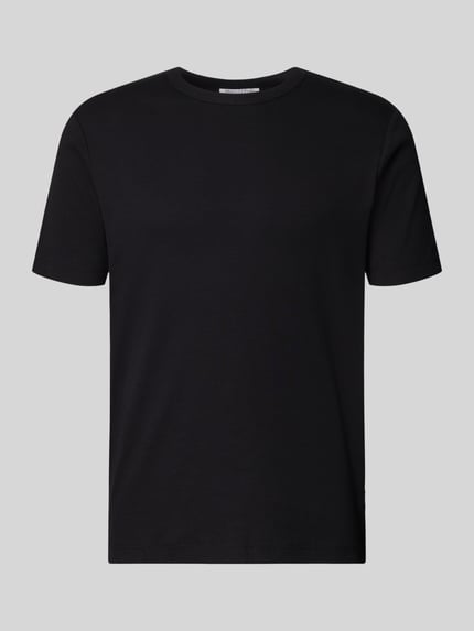 Produktfoto, Regular Fit T-Shirt aus Baumwoll-Mix von Marc O'Polo Denim in Schwarz, unifarben, Rundhals, kurzarm, Rippstruktur.