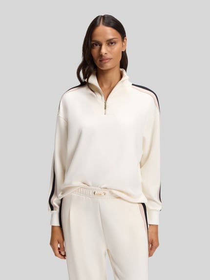 BOSS Pyjama-Oberteil mit Kontraststreifen Mirage_Sweatshirt Weiss 4